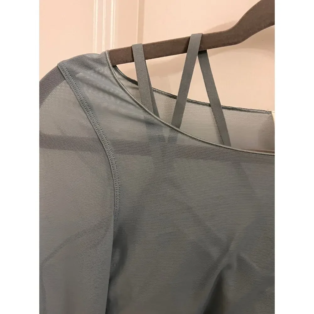 Alo Yoga Airlift Ballet Dream Long Sleeve Bra Top S Cosmic Grey Athleisure chic